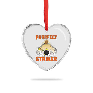 Funny Cat Bowling Gift Heart Crystal Glass Ornament Purrfect Striker TS12 Print Your Wear