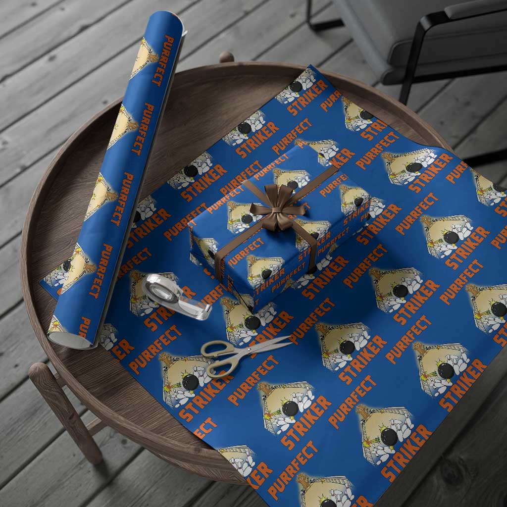 Funny Cat Bowling Gift Wrapping Paper Roll Purrfect Striker TS12 Blue Print Your Wear