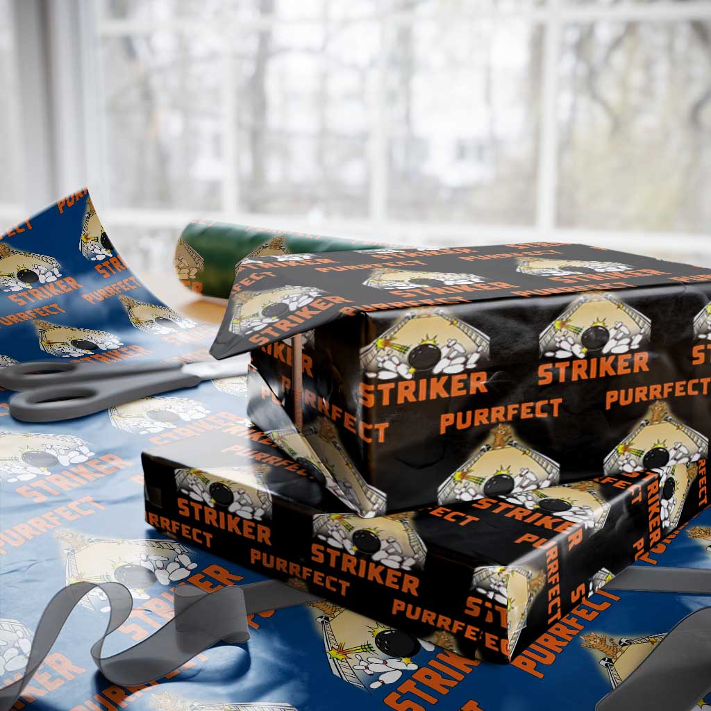 Funny Cat Bowling Gift Wrapping Paper Roll Purrfect Striker TS12 Black Print Your Wear