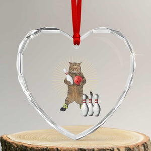 Funny Cat Bowling Meme Heart Crystal Glass Ornament Gift For Bowlers TS12 Transparent Glass 3'' Heart Print Your Wear
