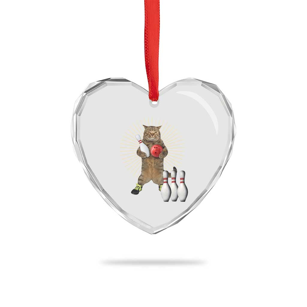 Funny Cat Bowling Meme Heart Crystal Glass Ornament Gift For Bowlers TS12 Print Your Wear