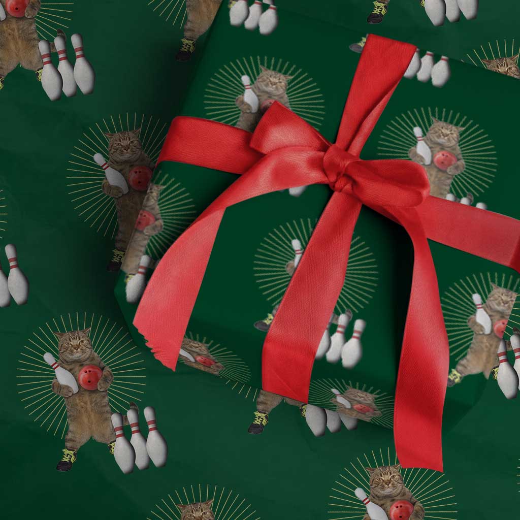 Funny Cat Bowling Meme Wrapping Paper Roll Gift For Bowlers TS12 Green Print Your Wear