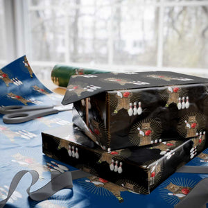 Funny Cat Bowling Meme Wrapping Paper Roll Gift For Bowlers TS12 Black Print Your Wear