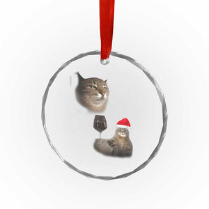 Funny Cat Christmas Crystal Glass Ornament Cats Drinking Wine Oddly Specific Meme TS14 Print Your Wear