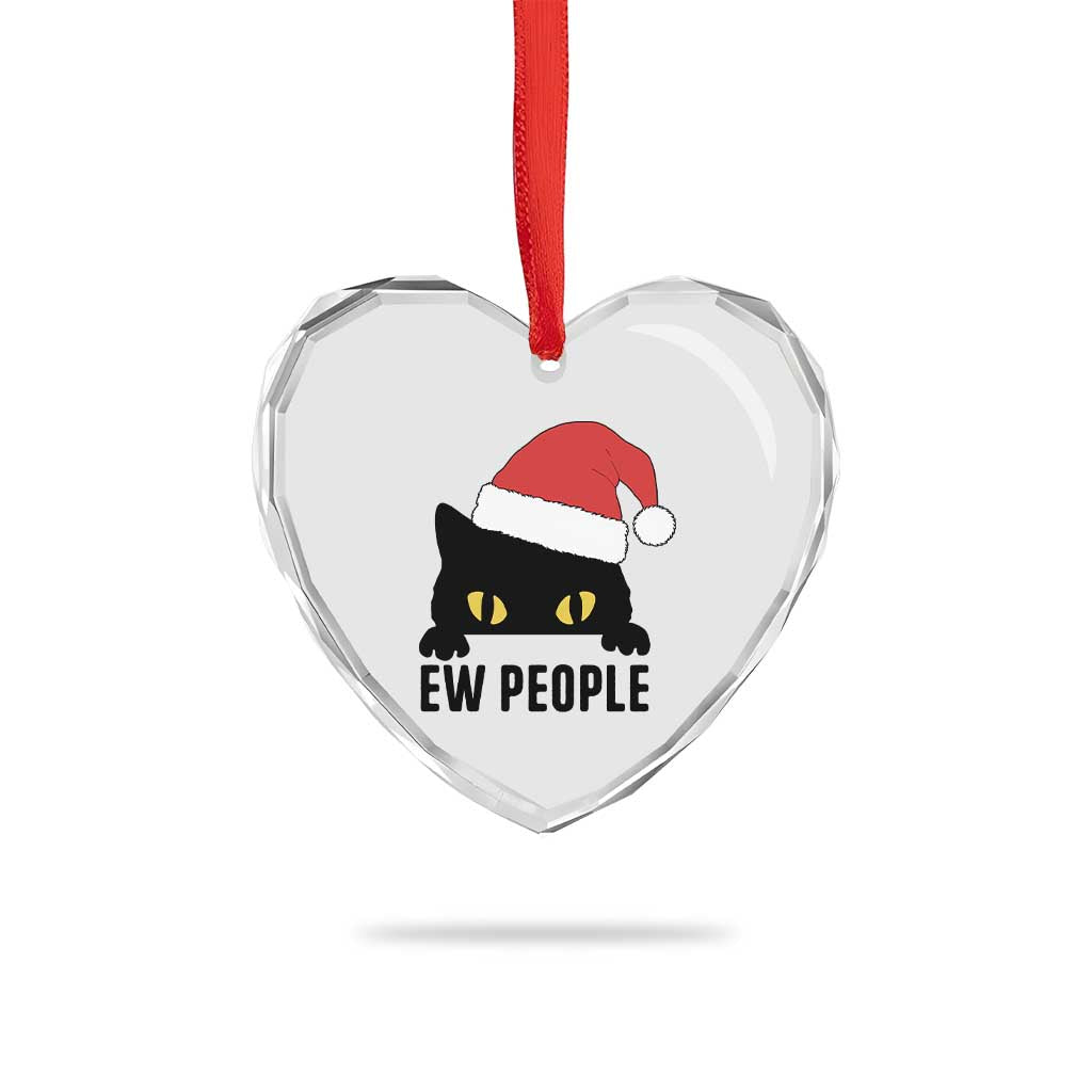 Funny Cat Christmas Heart Crystal Glass Ornament Ew People Anti Social Grumpy Cat Xmas TS14 Print Your Wear