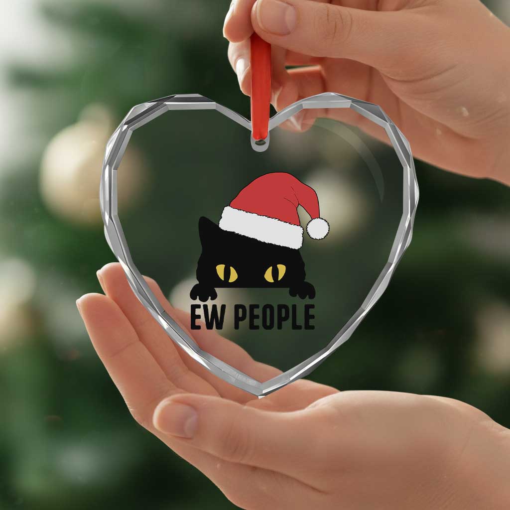 Funny Cat Christmas Heart Crystal Glass Ornament Ew People Anti Social Grumpy Cat Xmas TS14 Print Your Wear