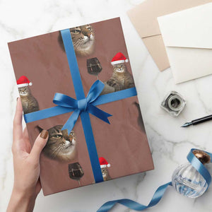 Funny Cat Christmas Wrapping Paper Roll Cats Drinking Wine Oddly Specific Meme TS14 Mocha Print Your Wear