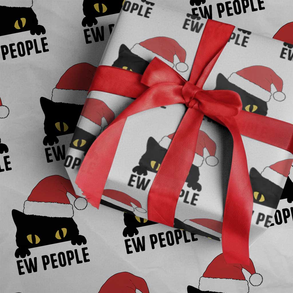 Funny Cat Christmas Wrapping Paper Roll Ew People Anti Social Grumpy Cat Xmas TS14 White Print Your Wear