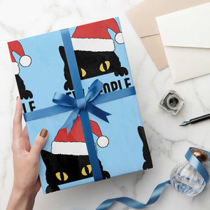 Funny Cat Christmas Wrapping Paper Roll Ew People Anti Social Grumpy Cat Xmas TS14 Light Blue Print Your Wear
