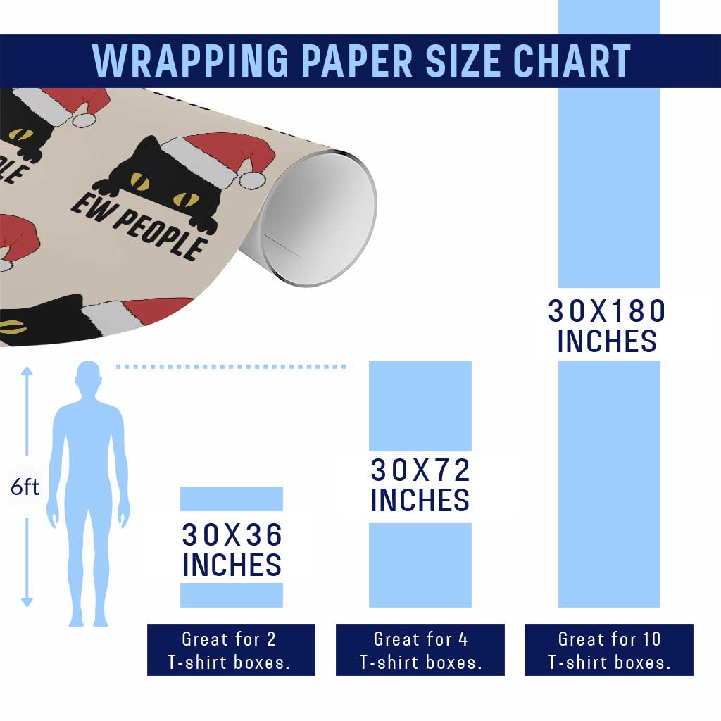 Funny Cat Christmas Wrapping Paper Roll Ew People Anti Social Grumpy Cat Xmas TS14 Print Your Wear