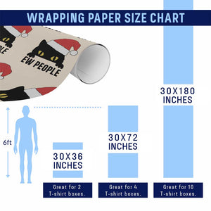 Funny Cat Christmas Wrapping Paper Roll Ew People Anti Social Grumpy Cat Xmas TS14 Print Your Wear