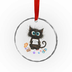 Funny Cat Crochet Lover Crystal Glass Ornament Its Fine I am Fine Everything Is Fine TS12 Print Your Wear
