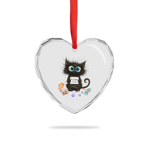 Funny Cat Crochet Lover Heart Crystal Glass Ornament Its Fine I am Fine Everything Is Fine TS12 Print Your Wear