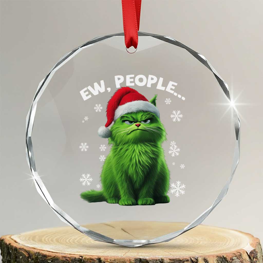 Funny Cat Crystal Glass Ornament Ew People Xmas Gag Gift TS10 Transparent Glass 3'' Circle Print Your Wear