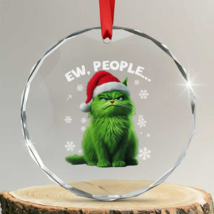 Funny Cat Crystal Glass Ornament Ew People Xmas Gag Gift TS10 Transparent Glass 3'' Circle Print Your Wear