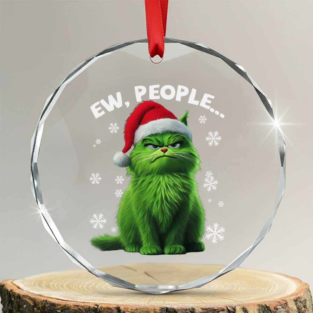 Funny Cat Crystal Glass Ornament Ew People Xmas Gag Gift TS10 Transparent Glass 3'' Circle Print Your Wear