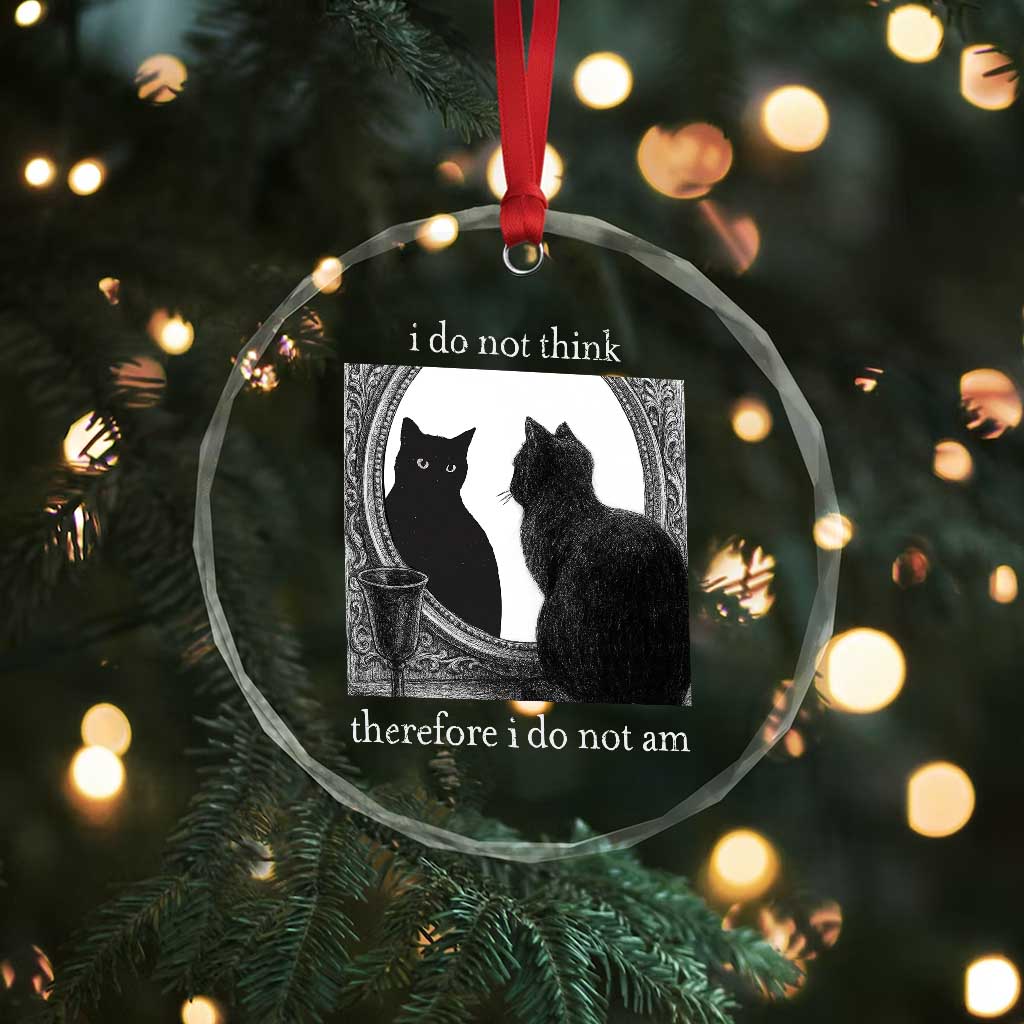 Funny Cat Crystal Glass Ornament I Do Not Think Therefore I Do Not Am Goth Emo Grunge Witchy TS10 Print Your Wear