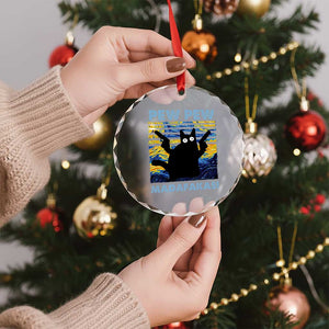 Funny Cat Crystal Glass Ornament Pew Pew Madafakas Retro Vintage Starry Night - Print Your Wear