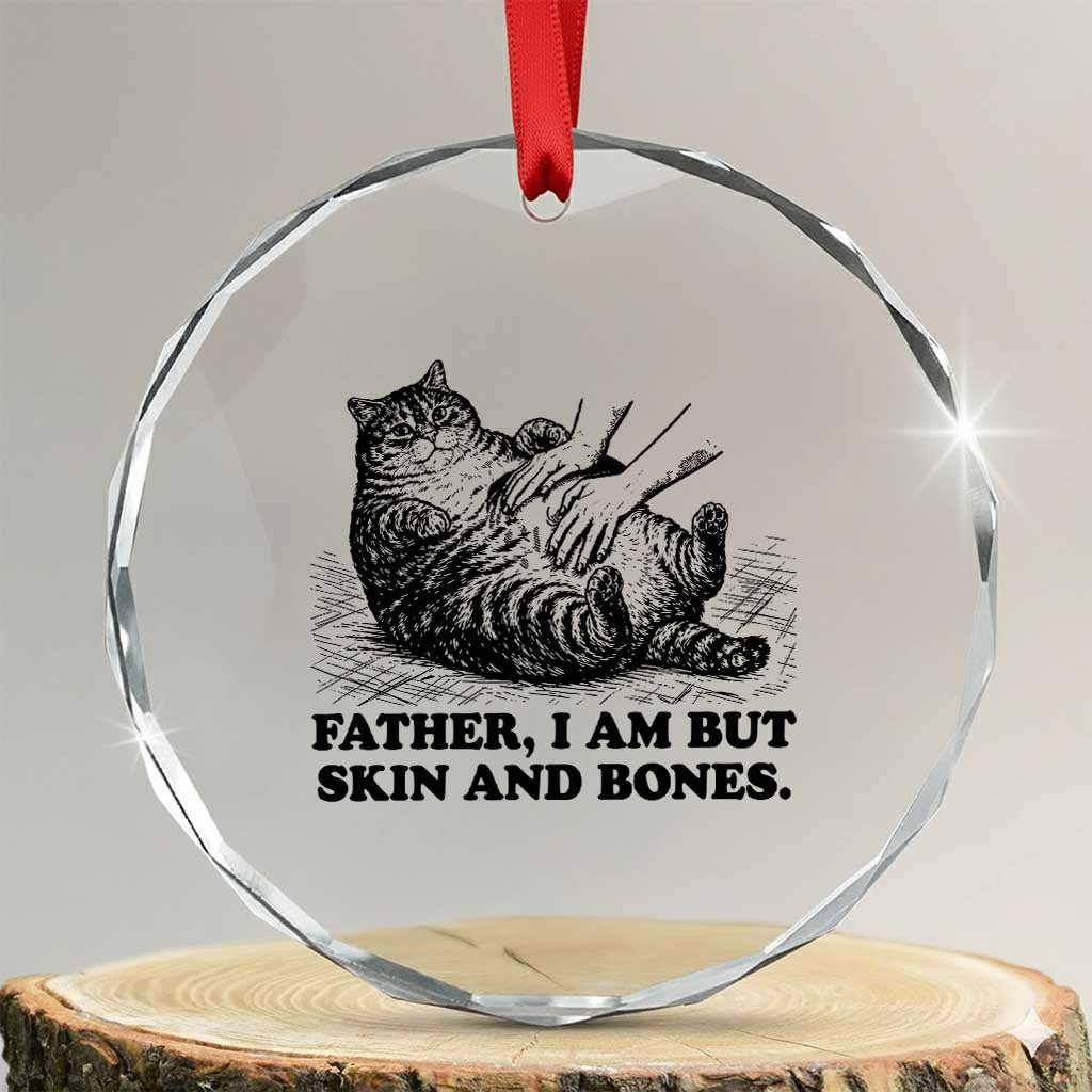 Funny Cat Dad Cat Lover Crystal Glass Ornament Father I Am But Skin and Bones TS14 Transparent Glass 3'' Circle Print Your Wear