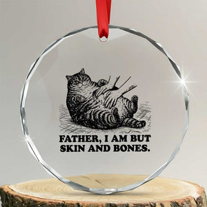Funny Cat Dad Cat Lover Crystal Glass Ornament Father I Am But Skin and Bones TS14 Transparent Glass 3'' Circle Print Your Wear
