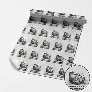 Funny Cat Dad Cat Lover Wrapping Paper Roll Father I Am But Skin and Bones TS14 Christmas Plaid Print Your Wear