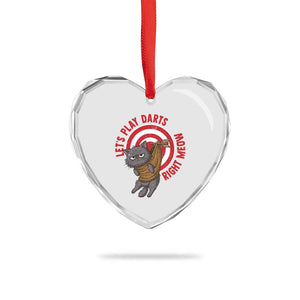 Funny Cat Darts Lover Heart Crystal Glass Ornament Lets Play Darts Right Meow TS12 Print Your Wear