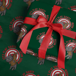 Funny Cat Darts Lover Wrapping Paper Roll Lets Play Darts Right Meow TS12 Green Print Your Wear