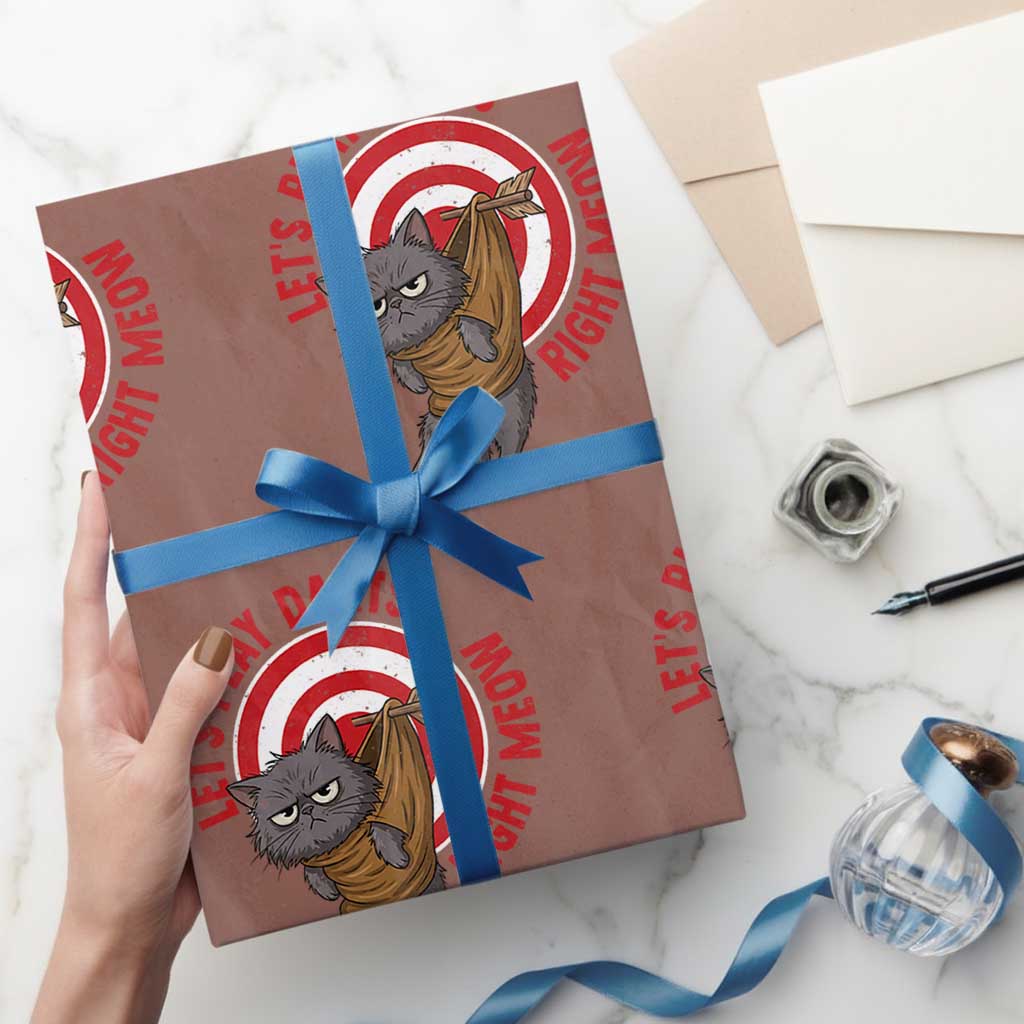 Funny Cat Darts Lover Wrapping Paper Roll Lets Play Darts Right Meow TS12 Mocha Print Your Wear