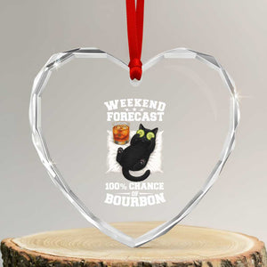 Funny Cat Drinking Heart Crystal Glass Ornament Weekend Forecast 100% Chance Of Bourbon TS12 Transparent Glass 3'' Heart Print Your Wear