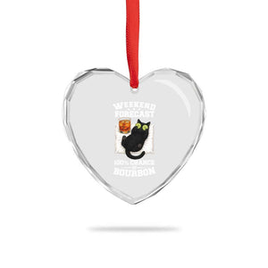 Funny Cat Drinking Heart Crystal Glass Ornament Weekend Forecast 100% Chance Of Bourbon TS12 Print Your Wear