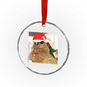 Funny Cat Drinking Wine Christmas Crystal Glass Ornament TS14 Print Your Wear