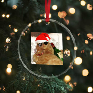 Funny Cat Drinking Wine Christmas Crystal Glass Ornament TS14 Print Your Wear