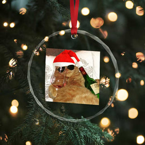 Funny Cat Drinking Wine Christmas Crystal Glass Ornament TS14 Print Your Wear