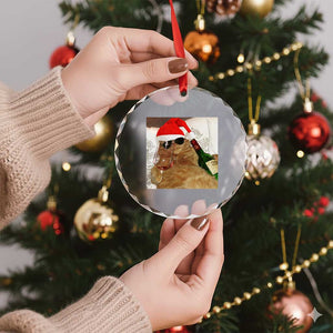 Funny Cat Drinking Wine Christmas Crystal Glass Ornament TS14 Print Your Wear