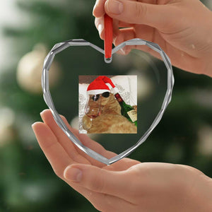 Funny Cat Drinking Wine Christmas Heart Crystal Glass Ornament TS14 Print Your Wear