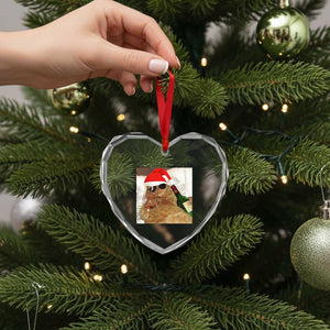 Funny Cat Drinking Wine Christmas Heart Crystal Glass Ornament TS14 Print Your Wear