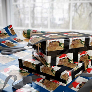 Funny Cat Drinking Wine Xmas Wrapping Paper Roll TS14 Black Print Your Wear