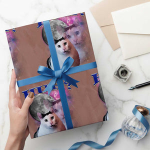 Funny Cat Emotion Meme Wrapping Paper Roll Huh Silly Sarcasm TS02 Mocha Print Your Wear