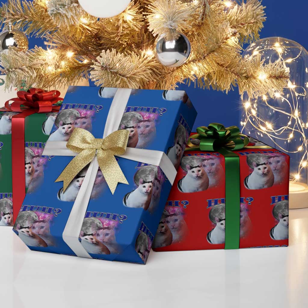 Funny Cat Emotion Meme Wrapping Paper Roll Huh Silly Sarcasm TS02 Print Your Wear