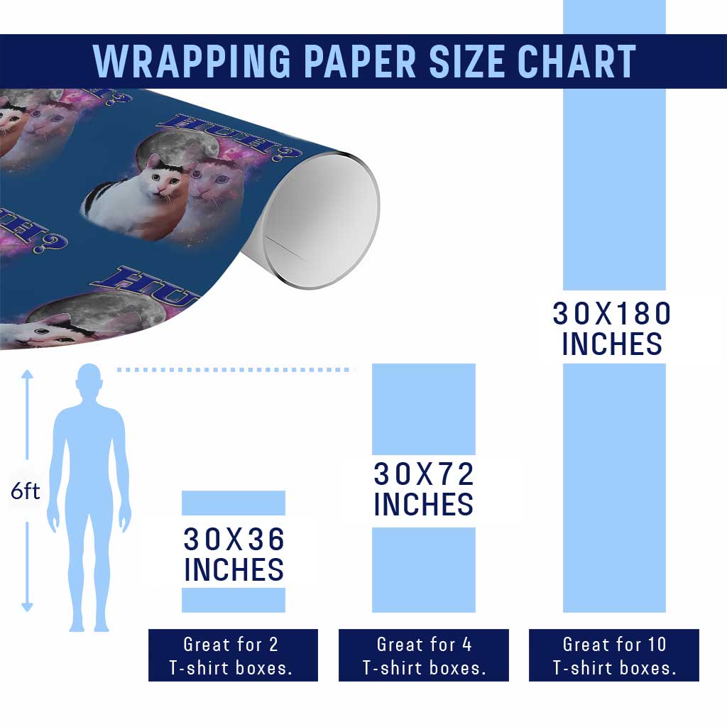 Funny Cat Emotion Meme Wrapping Paper Roll Huh Silly Sarcasm TS02 Print Your Wear