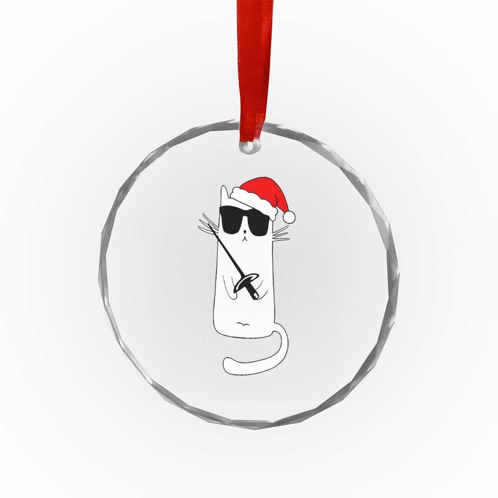 Funny Cat Fencing Christmas Crystal Glass Ornament Cute Kitty Lover TS14 Print Your Wear