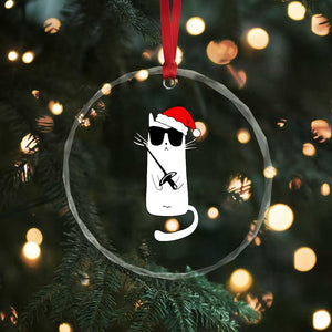 Funny Cat Fencing Christmas Crystal Glass Ornament Cute Kitty Lover TS14 Print Your Wear