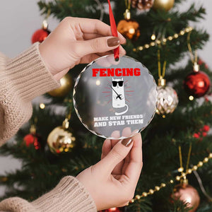Funny Cat Fencing Crystal Glass Ornament Make Me New Friends And Stab Them TS14 Print Your Wear
