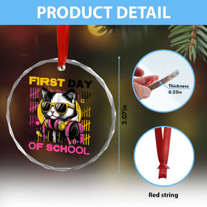 Funny Cat First Day Of School Crystal Glass Ornament Back To School Gift For Kids TS12 Print Your Wear