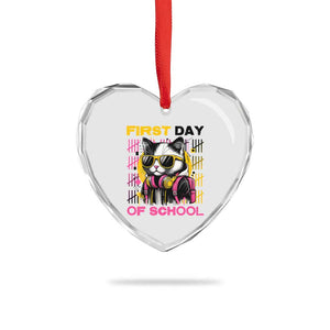 Funny Cat First Day Of School Heart Crystal Glass Ornament Back To School Gift For Kids TS12 Print Your Wear