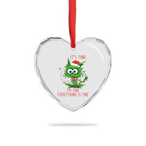 Funny Cat Green Christmas Heart Crystal Glass Ornament It Is Fine I Am Fine Everything Is Fine TS14 Print Your Wear