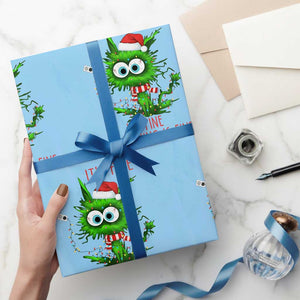 Funny Cat Green Christmas Wrapping Paper Roll It Is Fine I Am Fine Everything Is Fine TS14 Light Blue Print Your Wear