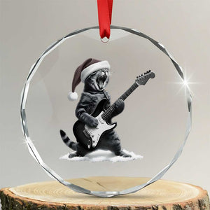 Funny Cat Guitar Crystal Glass Ornament Rock and Roll Christmas TS14 Transparent Glass 3'' Circle Print Your Wear