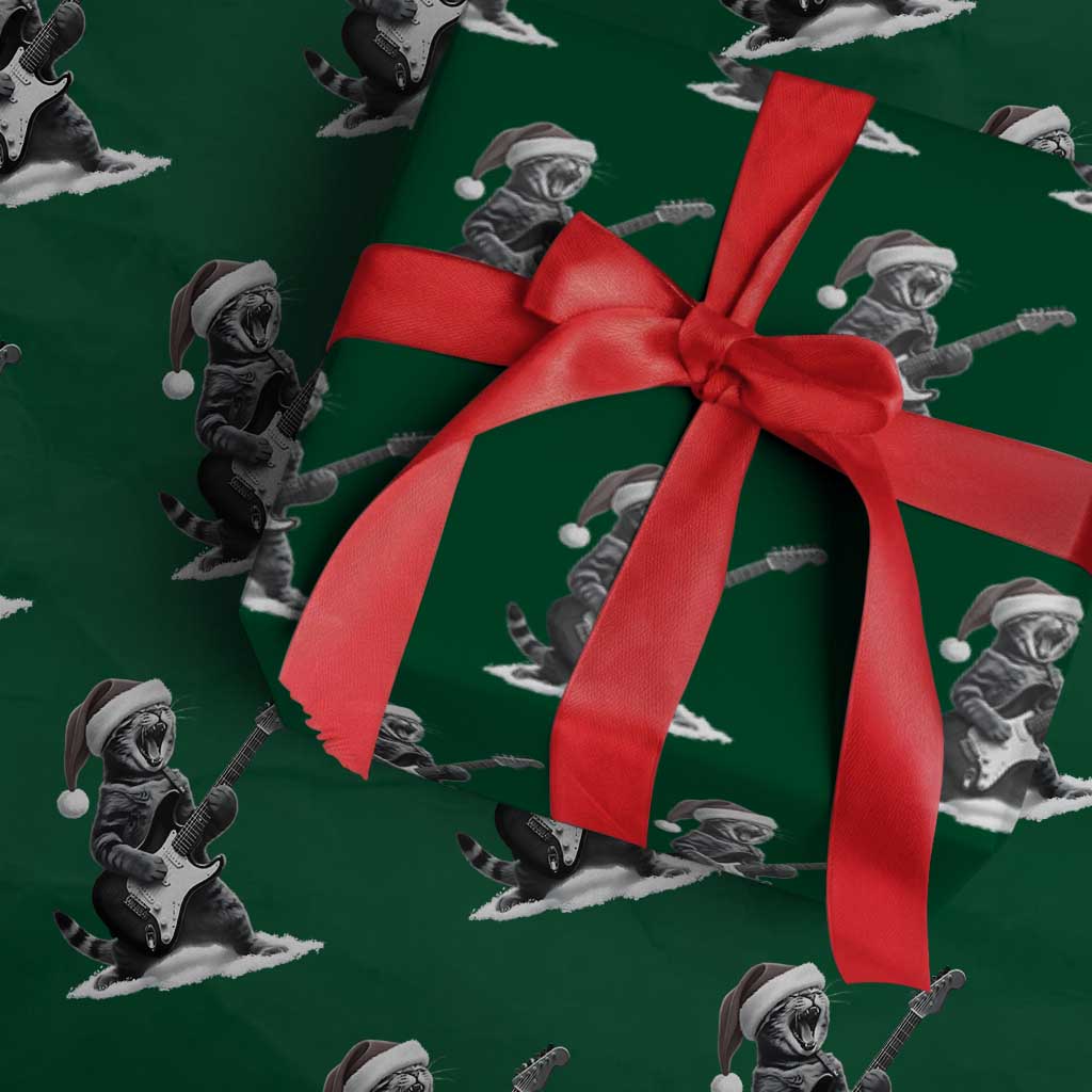Funny Cat Guitar Wrapping Paper Roll Rock and Roll Christmas TS14 Green Print Your Wear