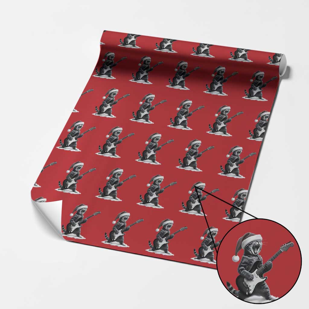 Funny Cat Guitar Wrapping Paper Roll Rock and Roll Christmas TS14 Red Print Your Wear